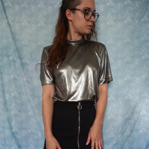 VTG Silver Metallic Blouse - Picture 4 of 4